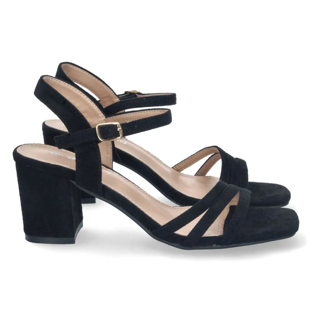 Zapatos de tacón bajo, zapatos de tacón atados al tobillo, zapatos de tacón con pala abierta, descub