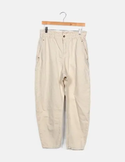 Zara Pantalón beige baggy