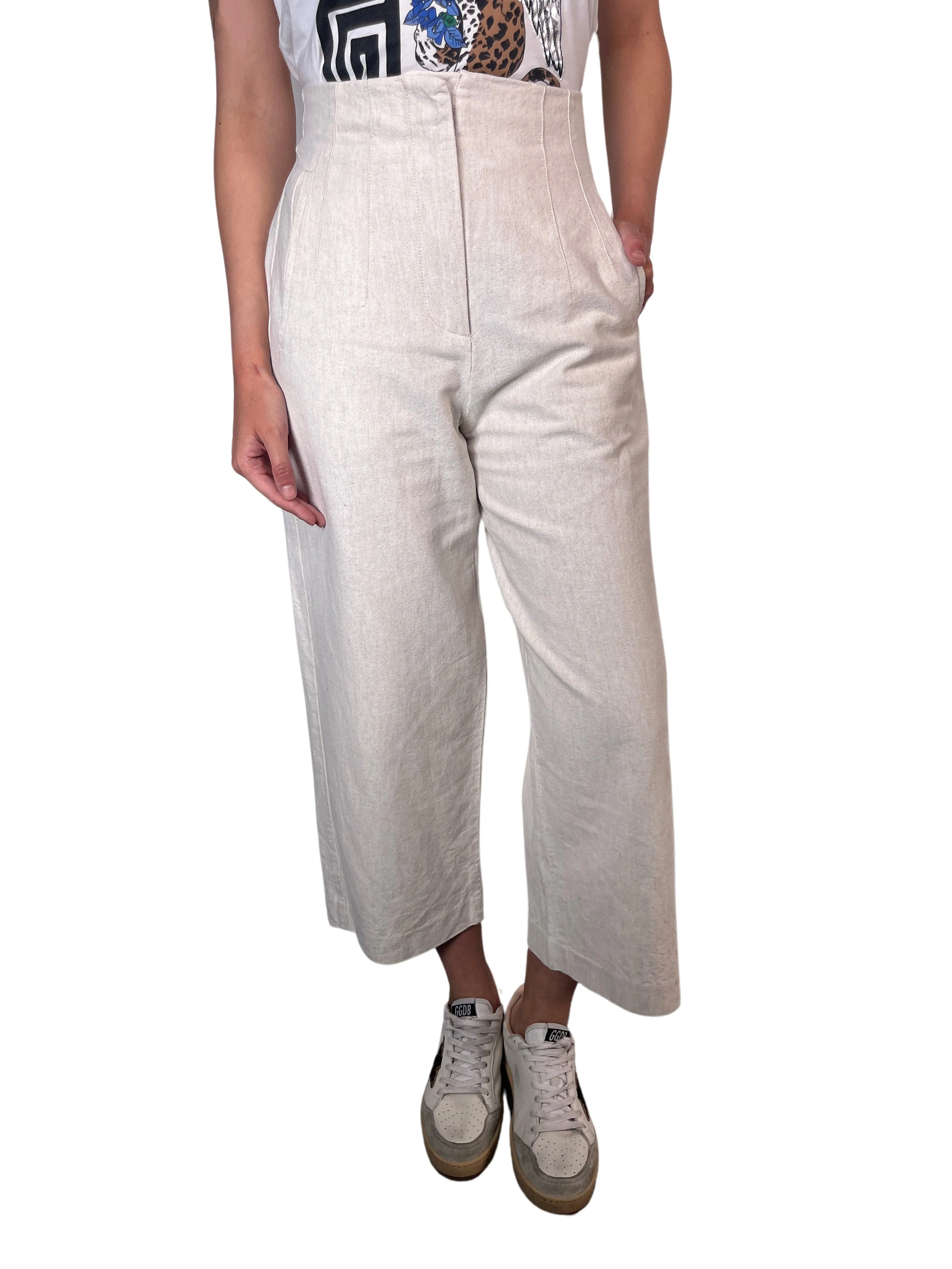 ZARA Pantalón Crema